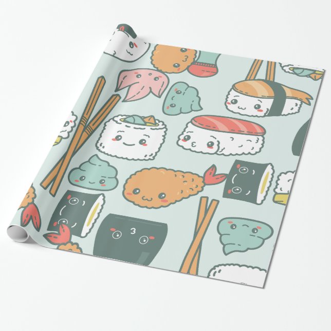 Kawaii-Sushi-Tempura niedlich Geschenkpapier (Ungerollt)