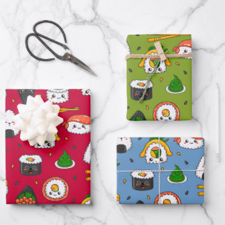 Kawaii Sushi Wrapping Paper Set 3 Geschenkpapier Set