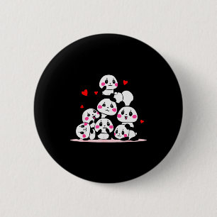 Kawaii Süße Baby-Panda-Anhäufung mit roten Herzen Button