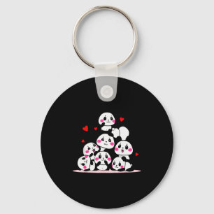 Kawaii Süße Baby-Panda-Anhäufung mit roten Herzen  Schlüsselanhänger