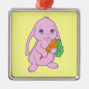 Kawaii Süße Cartoon-Häschen-Kaninchen-Karotte Ornament Aus Metall