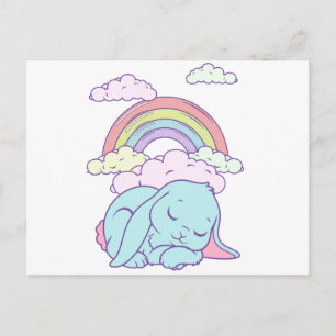 Kawaii Süße Cartoon-Häschen Kaninchen Regenbogen Postkarte