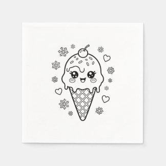 Kawaii süße Eiscreme-Kegel-Färbung Serviette