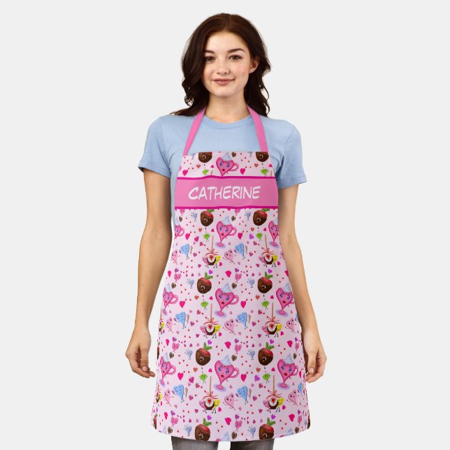 Kawaii süße Herzen und Schokolade Schürze (Getragen)