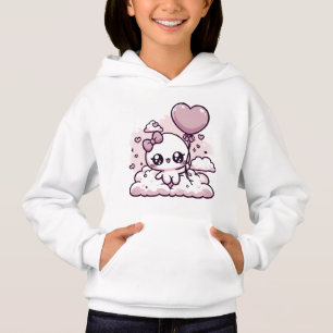 Kawaii-Süsse mit einem Herzballon Hoodie