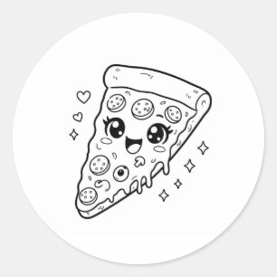 Kawaii süße Pizzascheibe zum Ausmalen Runder Aufkleber