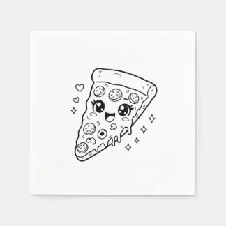 Kawaii süße Pizzascheibe zum Ausmalen Serviette