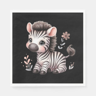 Kawaii Süße Zebra-Wildlife-Spaß Schwarz und Weiß Serviette