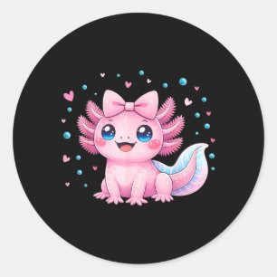 Kawaii Süßer Axolotl Coquette Bogen Frauen Mädchen Runder Aufkleber