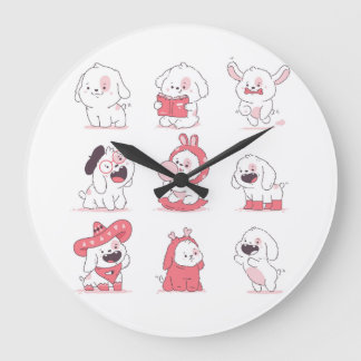 kawaii süßer Hund Design Große Wanduhr