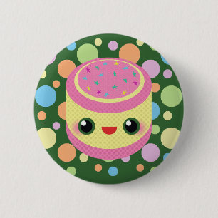 Kawaii süßer Vanillepudding-Kuchen auf Button
