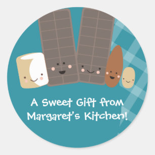 Kawaii Süßigkeiten machen Marshmallows Backgeschen Runder Aufkleber