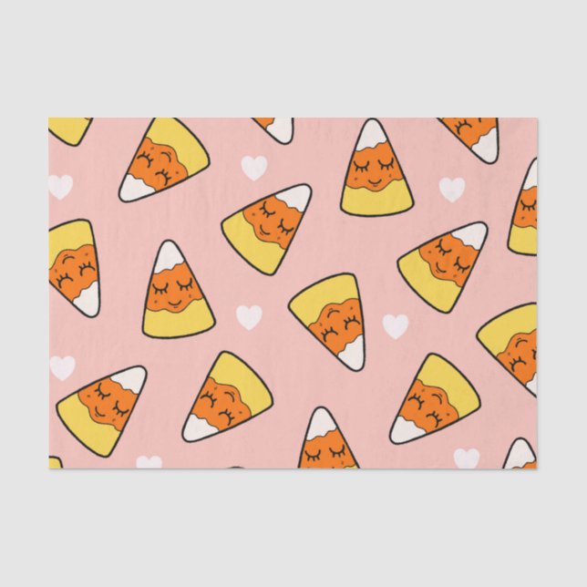 Kawaii Süßigkeits-Mais-und Herz-Muster-Rosa Seidenpapier (Vorderseite)
