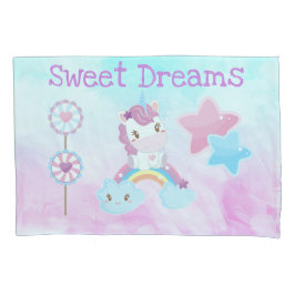 Kawaii Sweet Dreams Unicorn Regenbogenwolke Kissenbezug