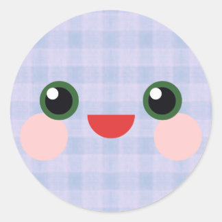 Kawaii Sweet Eyes Adororable Karierte Gesichtsfreu Runder Aufkleber