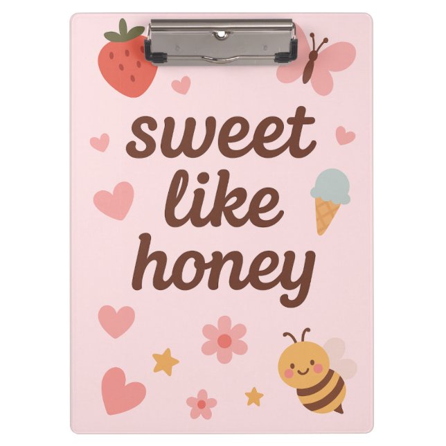 Kawaii Sweet Girl Pink Bee Aesthetic – Cute Design Klemmbrett (Vorderseite)