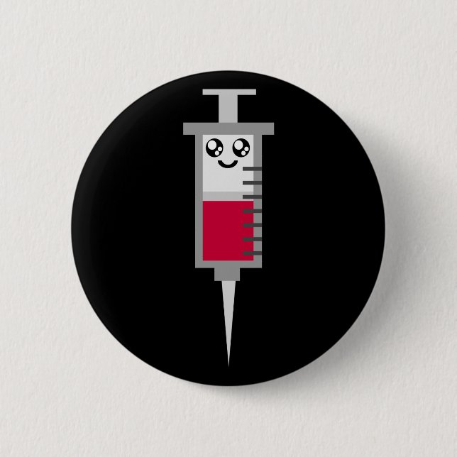 KAWAII-SYRINGE SCHEIDET MEDIZINISCHES GLÜCK BUTTON (Vorderseite)