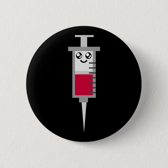 KAWAII-SYRINGE SCHEIDET MEDIZINISCHES GLÜCK BUTTON (Vorderseite)