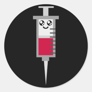 KAWAII-SYRINGE SCHEIDET MEDIZINISCHES GLÜCK RUNDER AUFKLEBER