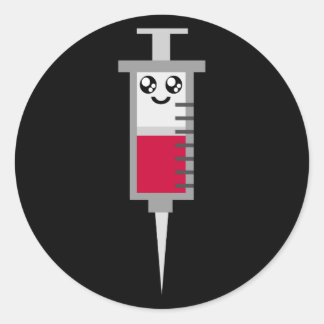 KAWAII-SYRINGE SCHEIDET MEDIZINISCHES GLÜCK RUNDER AUFKLEBER
