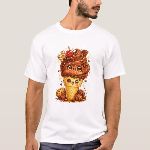 Kawaii-T-Shirt mit Schokoladeneiscreme-Kegel T-Shirt