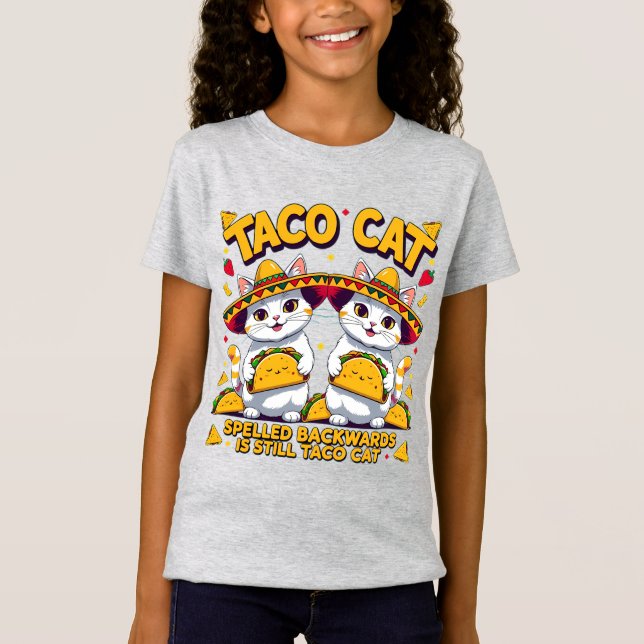 Kawaii Taco Cat Palindrome Fiesta Kunst, Dichtung  T-Shirt (Vorderseite)