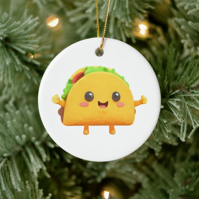 Kawaii Taco Keramik Ornament (Baum)