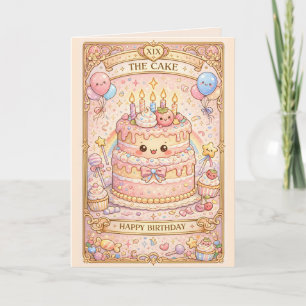 Kawaii Tarot Geburtstag „Der Kuchen“ Pastell süß Karte