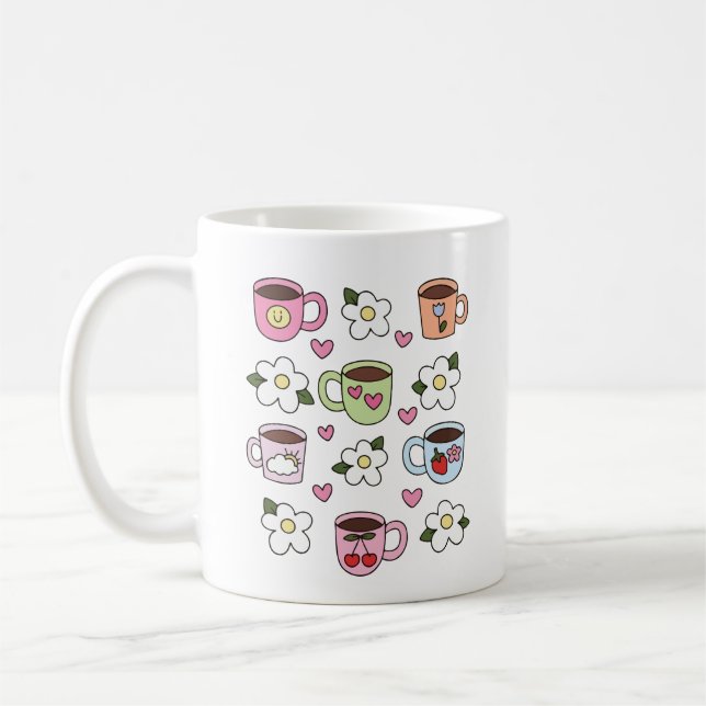 Kawaii-Tasse und Blumen  Kaffeetasse (Links)