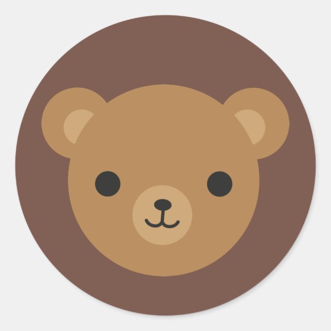 Kawaii Teddy Bear Runder Aufkleber (Vorderseite)