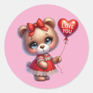 Kawaii-Teddybär-Aufkleber – Süßes Design Runder Aufkleber