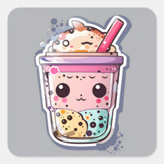 Kawaii, thé bulle, autocollant svg, graphique plat
