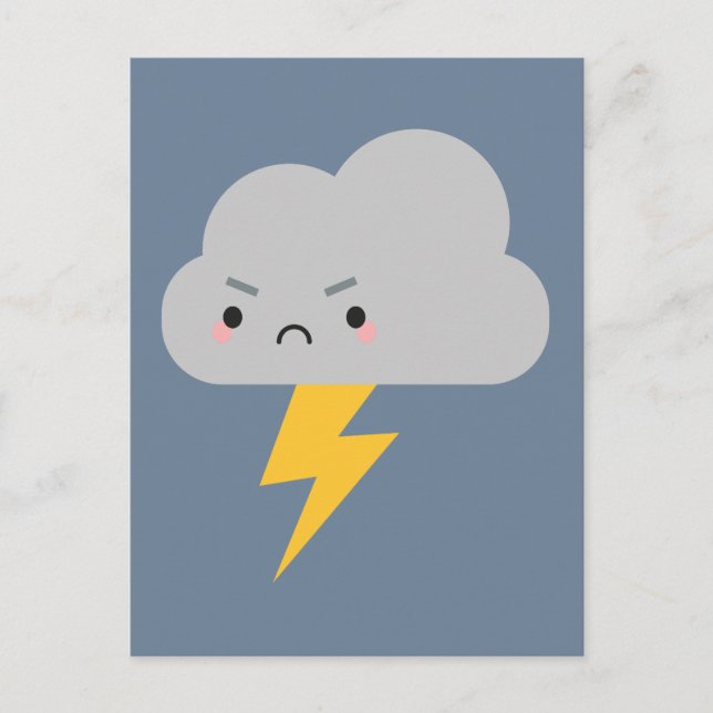 Kawaii Thunder & Lightning Cloud Postkarte (Vorderseite)