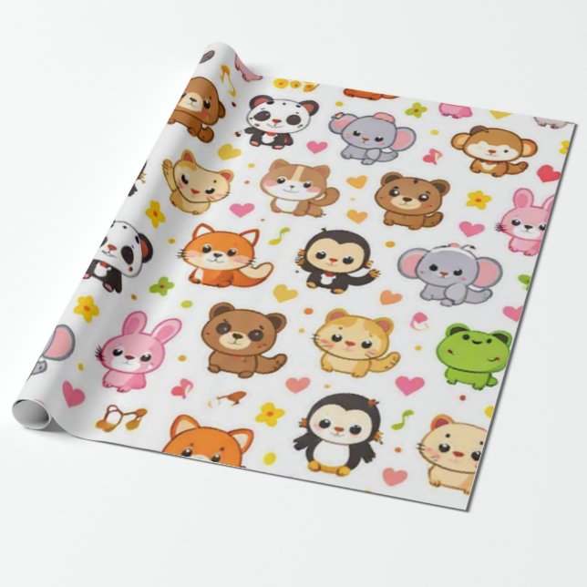 Kawaii-Tier Geschenkpapier (Ungerollt)
