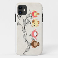 kawaii Tiere auf Vintagem geknittertem altem