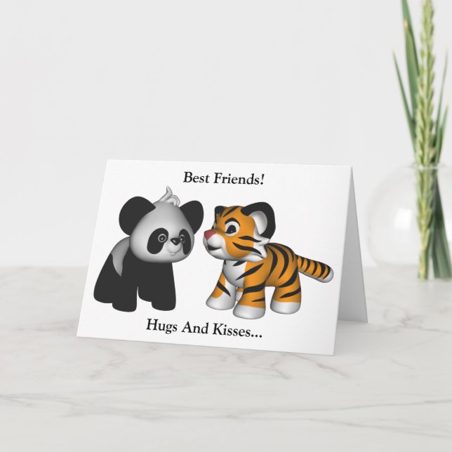 Kawaii Tiger-Panda-beste Freund-Karte Karte (Vorderseite)