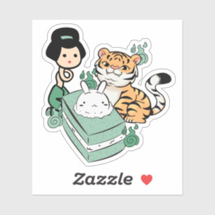 Kawaii Tiger, Rokurokubi & Mondschnecke Aufkleber