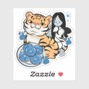 Kawaii-Tiger und Yuki-Onna-Geister-Donuts Aufkleber