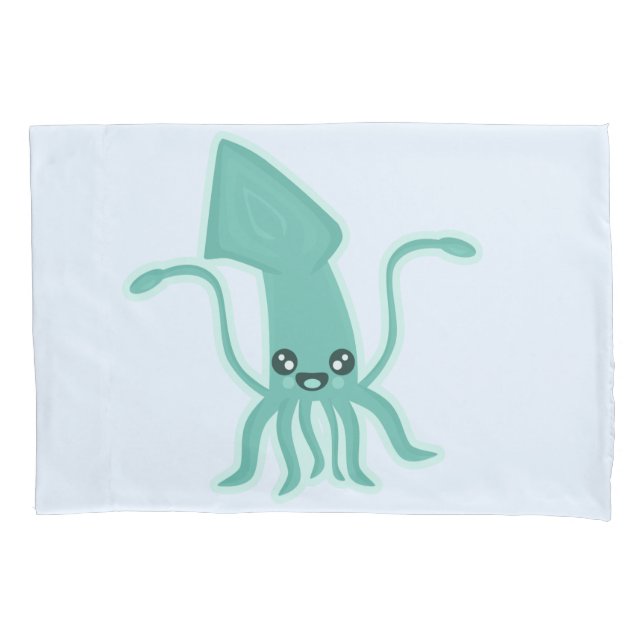 Kawaii Tintenfisch Kissenbezug (Vorderseite)