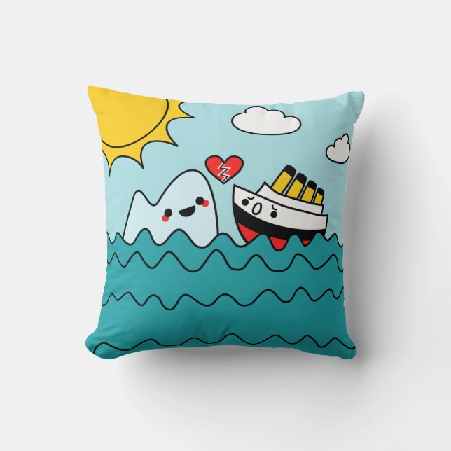 Kawaii titanischer Schiffs-Eisberg-untröstliches Kissen (Vorderseite)