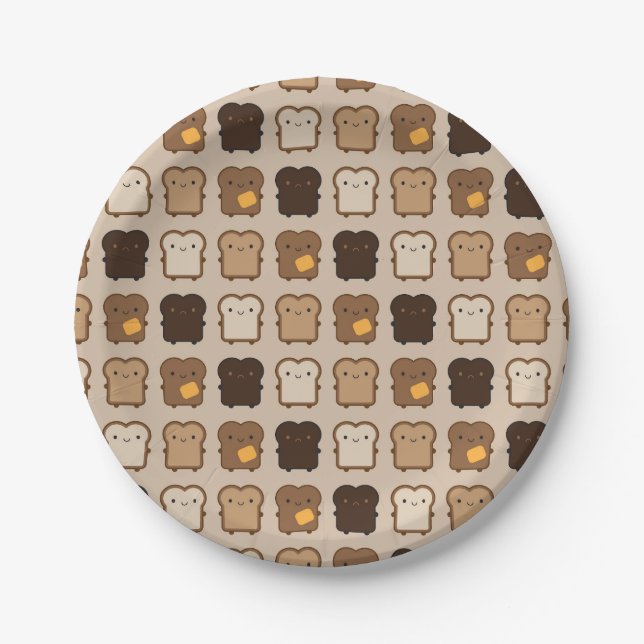 Kawaii Toast Pappteller (Vorderseite)