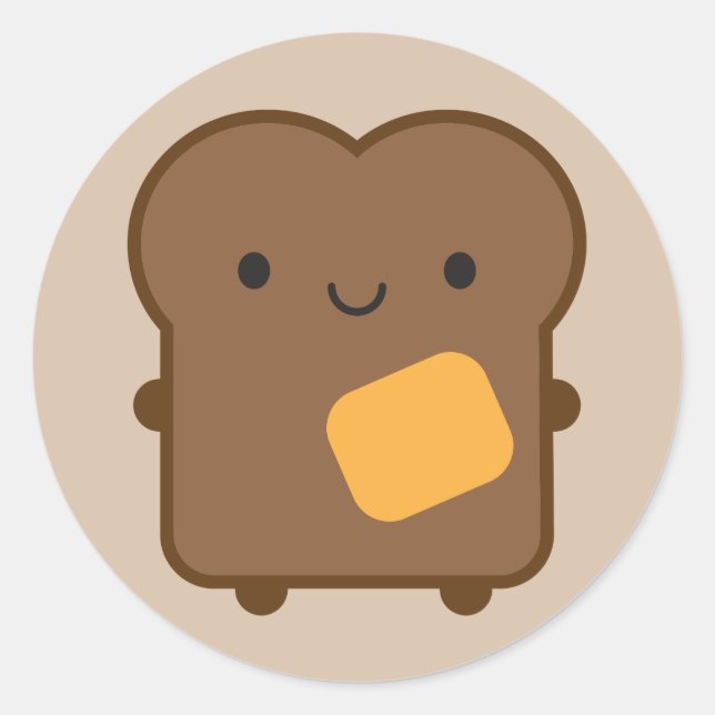 Kawaii Toast Runder Aufkleber (Vorderseite)