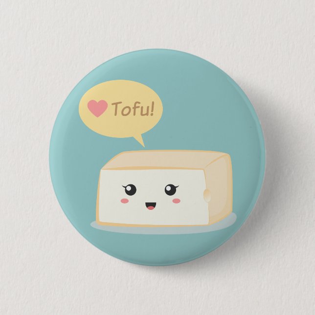 Kawaii Tofu, der Leute zum Liebetofu fragt Button (Vorderseite)