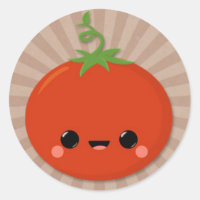 Kawaii Tomato auf braune Sternexplosion