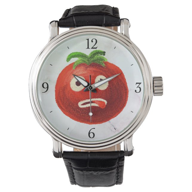 Kawaii Tomato Niedlich Funny Cartoon Gemüse Armbanduhr (Vorderseite)