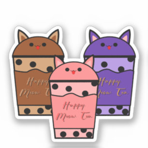Kawaii Trio Meow Tea Vinyl Aufkleber