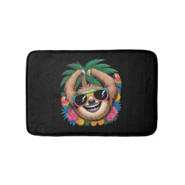 Kawaii Tropical Sloth – Cute Summer Vibes Rainbow  Badematte
