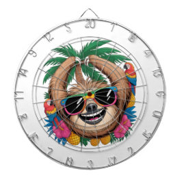 Kawaii Tropical Sloth – Cute Summer Vibes Rainbow  Dartscheibe