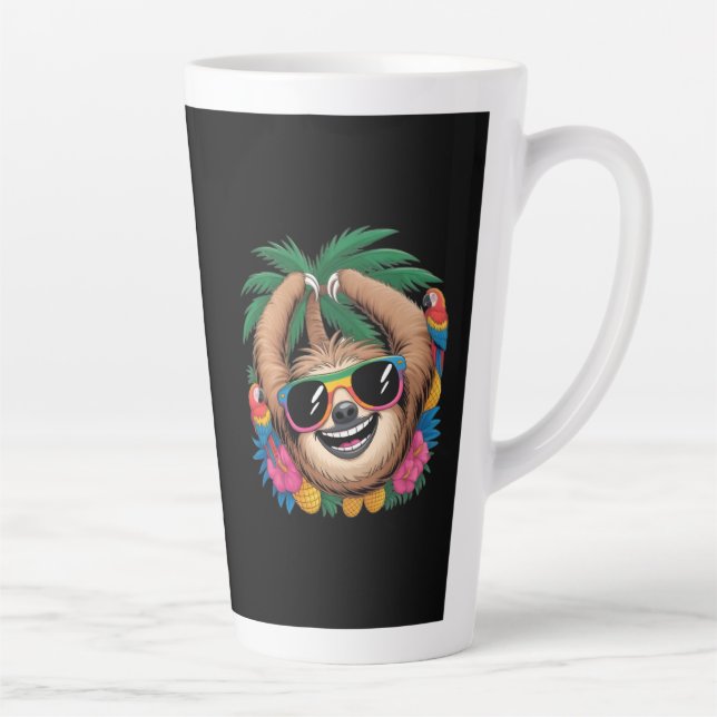 Kawaii Tropical Sloth – Cute Summer Vibes Rainbow  Milchtasse (Rechts)