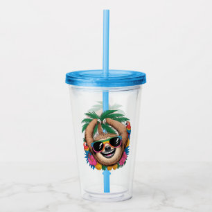 Kawaii Tropischer Faultier – Süße Sommer Stimmung Acryltrinkbecher